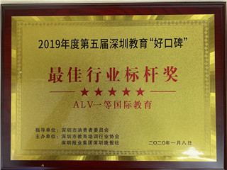 ALV爱乐惟国际教育荣誉【最佳行业标杆奖】